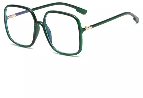 TECH-LINE-DIRECT FASHION ACCESSORIES Lunettes anti-lumière bleue pour femme - Anti-reflet - Filtre UV - Lunettes de jeu sur ordinateur - Lunettes carrées rétro, Vert, Taille unique