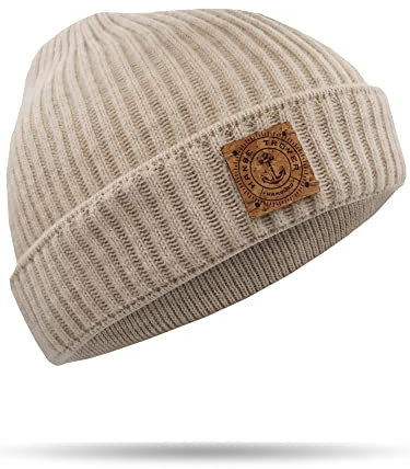 Hanse-Troyer: Strickmütze/Seemannsmütze - 100% Merino Wolle Schurwolle Hochwertige, sehr edle Strick Mütze – riecht Nicht, kratzt Nicht, wärmt und isoliert.