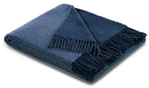 biederlack Plaid Schurwolle/Kaschmir Jeans-Marine Größe 150x200 cm