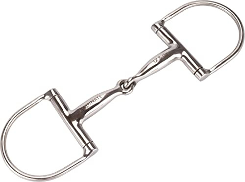 Equinate Mors à anneau en D en acier inoxydable 16 mm facilement cassé 13,5 cm – Mors anatomique respectueux de la bouche avec action douce – Indication de la taille gravée au laser