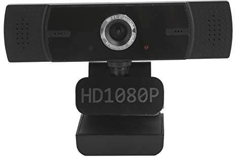 1080P HD Webcam with Lens Protection Webcams with Microphones USB Plug And Play No Driver Required Live Camera Manual Focus for Learning Computer Conferences ABS Material Black