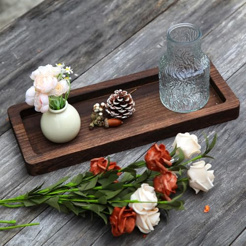 Hatway Long Wood Tray for Home Decor and Coffee Table Tray