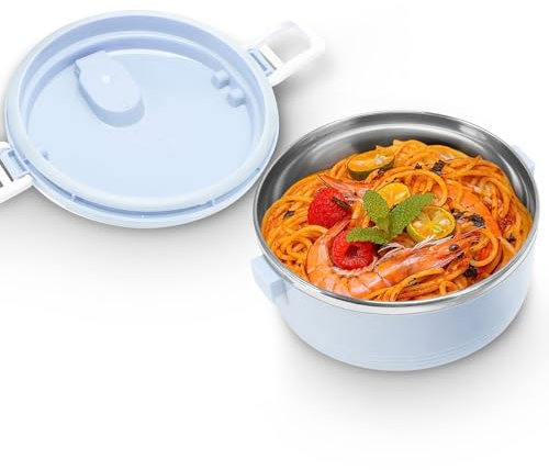 Lunchbox Für Thermoboxen, Thermos-Lebensmittelbehälter, 700ml Mit Edelstahlauskleidung Auslaufsicher Brotdose Edelstahl Kinder Mit Sicherheitsschnalle Und Griff Für Kinder Und Erwachsene (A)