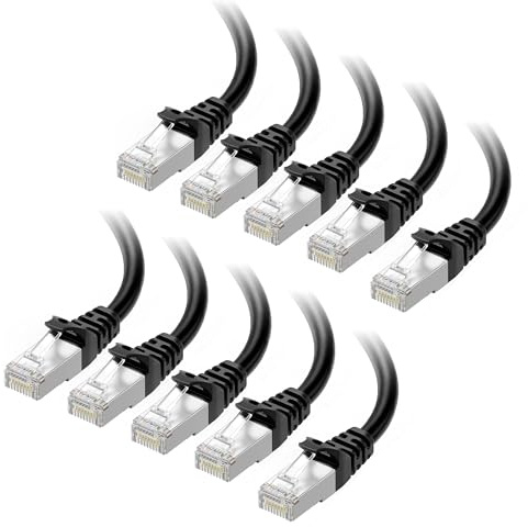 Cable Matters 10Gbps 10-Pack Snagless Shielded Cat 6A Ethernet Cable - 7ft, Cat 6A Cable, Cat6A Cord, Ethernet Cord, Black