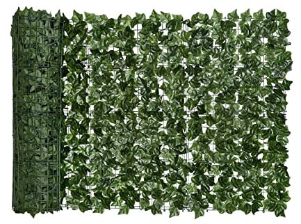 IlGruppone Siepe Artificiale Edera Finta Sempreverde Sintetica Anticaduta Frangivista Frangivento Ringhiera Terrazzo Balcone Giardino Diverse Misure - Verde - 2x3Mt