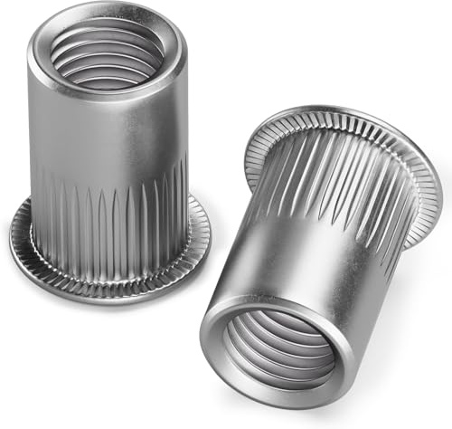 YOOPIN 15 dadi rivetti M10, A2 V2A, in acciaio inox, rivetti ciechi, rivetti filettati a testa piatta, dadi a rivetto con filettatura, in acciaio inox per lamiere, apparecchi elettrici e prodotti
