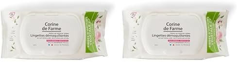 Corine de Farme - Toallitas Desmaquillantes Micelares x25 - Fibra de Origen Vegetal - Desmaquillan, Hidratan y Calman la Piel - para Maquillaje Waterproof - Cosmético Natural - Francia (Paquete de 2)