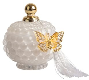 Generico Caja de cristal con vela perfumada, bombonera para comunión, confirmación, boda Harmony (blanco, medio: SNVT25028)