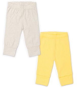 MONICA + ANDY Hello Baby Pants, Size 18-24 Months, Cream, 100% Organic Baby Clothes for Girls and Boys, Unisex Joggers, Sustainable Super Soft Fabric, Sizes for Preemie, Newborn & Infant