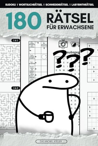 180 Rätsel für Erwachsene: Das ideale Rätselbuch gegen Langeweile – auch für unterwegs! Enthält 180 Rätsel in vier Varianten: Sudoku, Wortsuchrätsel, ... und Labyrinthrätsel (Rätselbücher)
