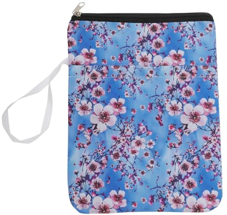 CAPASTEC Bokfodral med dragkedja, tvättbar, blå, 1 st | Material polyester, för resor, storlek 28 x 21 x 0,5 cm, med blommönster, skyddar mot repor och smuts