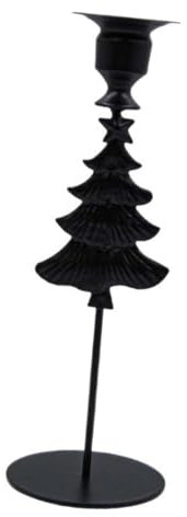 Portacandele nero a forma di albero di Natale in metallo con piedi alti per decorazione centrotavola da tavola di festa