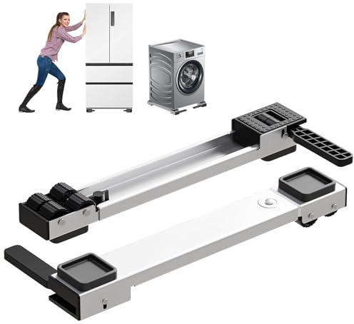 TECKZOON Base ajustable para lavadora con ruedas, extensible de 50 a 80 cm, estable y elevada, fácil de mover para lavadoras, secadoras, frigoríficos y muebles