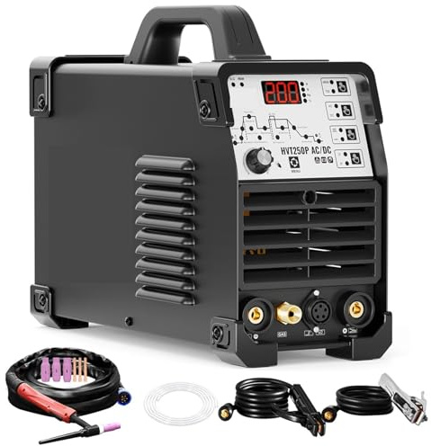 Soldadora TIG multifunción 6 en 1, 200 A, aluminio, CA/CC, MMA, arco, HF, TIG, pulso, argón, inversor IGBT 2T/4T, 220 V(HVT250P ACDC)
