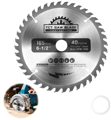 Flintronic 165mm Lama per Sega Circolare, Dischi Taglio Per Utensili Rotanti, 40 Denti TCT Lame per seghe circolari in metallo, Per Tagliare Legno, Plastica, Fibra Di Vetro, Rame, Alluminio