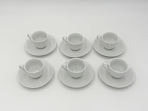 LaVelahome Set 6 Tazzine da Caffè in Porcellana Bianca con Piattino – Senza Logo – Lavabili in Lavastoviglie – Uso Professionale Casa Hotel B&B Bar Ufficio