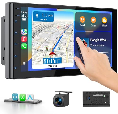 Haudio Autoradio 2 Din da 7 Pollici con Wireless CarPlay e Android Auto, Autoradio Screen IPS con Telecamera Posteriore,Mirror Link, Controllo Vocale, SWC/FM/RDS/AM, 25 Set UI a Tutte le Auto 2+32G