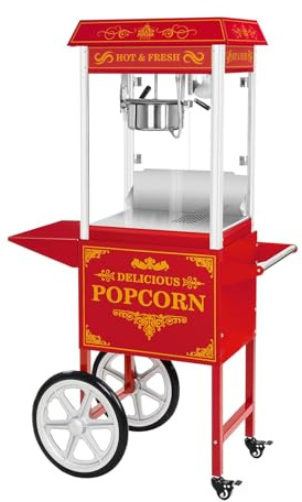 Royal Catering - Macchina per popcorn con carretto - 1500 W - rosso