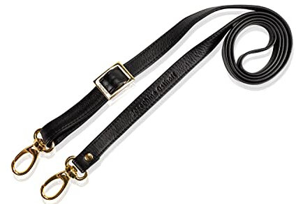 Josephine Osthoff - SCHULTERRIEMEN Echtleder Ersatzriemen Gurt Crossbody Strap Ersatz 135 cm Länge 2 cm Breite, Farbe:Espresso/Gold