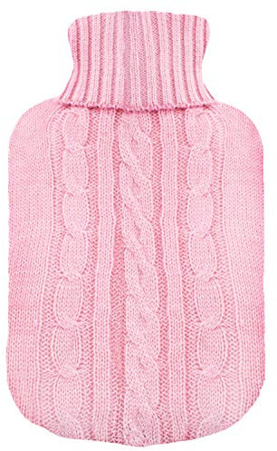 TRIXES Strickbezug für Wärmflausche - Pinkfarben - Nur Strickcover - Wärmflasche nicht inbegriffen