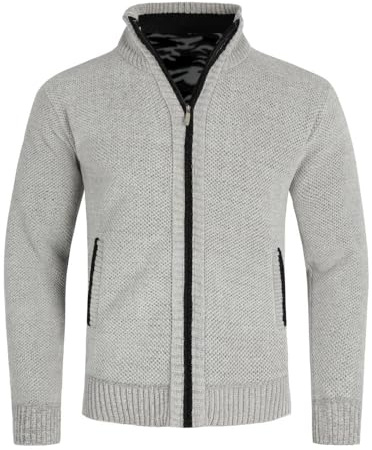 Allthemen Gilet Cardigan Homme Col Montant Veste Laine Knitted Sweater Grosse Maille 5 Couleurs Gris Clair M