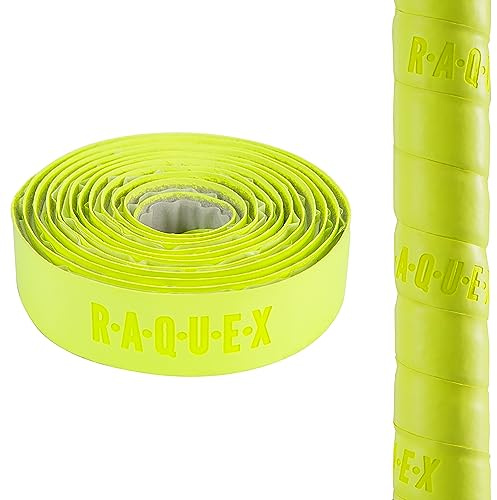 Raquex Cushion Hockey Stick Grip - Super-Grippy PU Material Hockey Grip, Over 2m Long, Soft and Absorbent, Minimises Vibrations. Self-Adhesive Backing, Extra-Long Length (Yellow, 6 Grips)