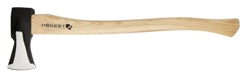 HÖGERT TECHNIK Spaltaxt 2000g, Hickory-Holzgriff, gehärteter Stahl, 47-55 HRC, UV-Beschichtung, Keilbefestigung, extra Stabilität, ideal zum Spalten von Baumstämmen und Holz