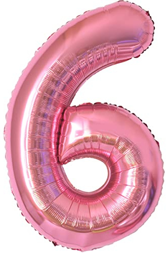 Number Balloons 6,Pink 6 Balloon 40 Inch Giant Helium Foil Number Balloons for Boys Girls Party Decor Birthday Anniversary Graduation Party Decorations Supplies