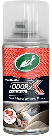 Turtle Wax 54101 Odor-X Whole Car Blast - New Car Experience Air Freshener & Odor Remover Car Bomb - Removes Unwanted Odors for up to 30 Days- Strawberry Scent (1 Pack)