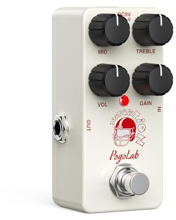 Metal Distortion Gitarren-Effektpedal, POGOLAB Verzerrungspedal Effektpedal, AC/DC-Crunch-Metallica-Ton, 2-Band-EQ, Verzerrung mit hoher Verstärkung, Mini Analoge Gitarrenpedal, True Bypass