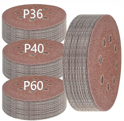 Schleifpapier 125mm Klett | 30 Stück | 10x Korn 36,40,60 | Schleifscheiben 125mm Klett