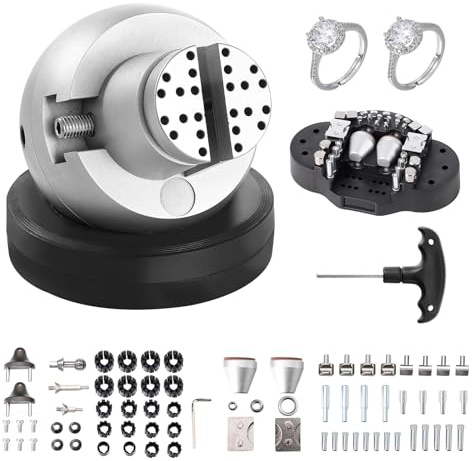 VEVOR Schmuck Kugelschraubstock Set Kugelschraubstock Gravierwerkzeug 127 mm Kugeldurchmesser, Jewellery Ball Vice Engraving 98 mm Max. Öffnung Professionelles Kugelschraubstock Werkzeug Verchromung