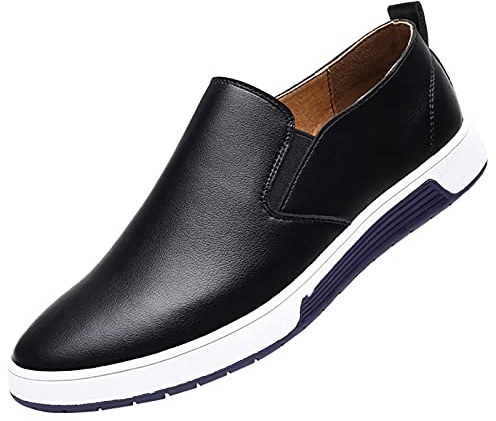 Baskets à enfiler pour homme - Mocassins en cuir - Chaussures de bateau classiques - Chaussures d'affaires - Chaussures de loisirs - Antidérapantes - Chaussures de conduite - Mocassins plats -