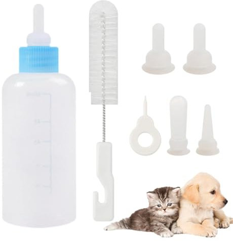 Babyflasche für Welpen, Babyflaschen für Kätzchen, Babyflaschen Kit für Kätzchen, Babyfläschchen Kit für Welpen, Babyflaschen Set mit 7 Babyflaschen für kleine Hunde, Welpen, Trinkflaschen für Tiere