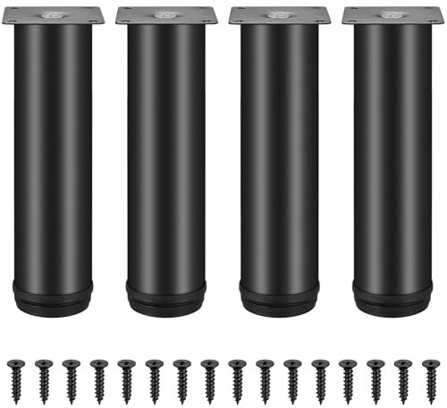 4 Pcs Patas para Muebles Negro, 20cm Patas para Mesas Ajustable 0-15 mm, Patas Regulables para Muebles, Patas para Sofas, Patas para Mesitas de Noche Canape Mesas Muebles Sofá Mesa Estantes