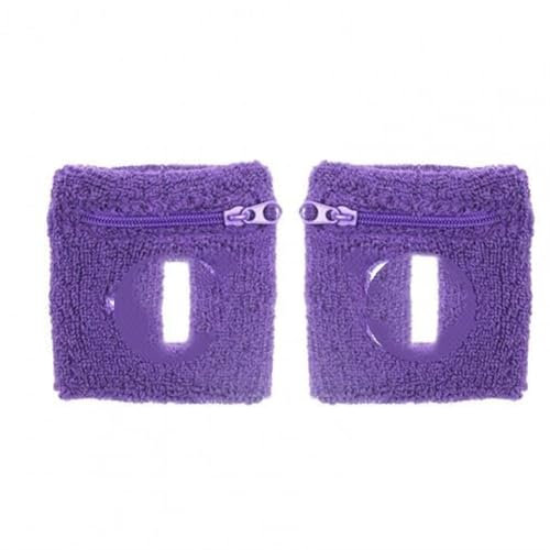 EUTYRG Trainings- und Fitnessarmbänder, Fitnessarmband, mit Reißverschlusstasche, Aufbewahrungsarmband aus Baumwolle, schweißabsorbierend (Lila, A passt Allen)