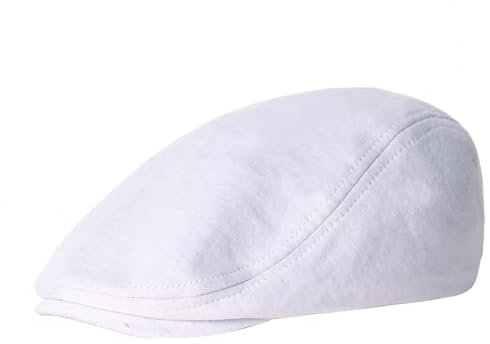 Schirmmütze Herren Rot 1 Stück Ballonmütze für Herren, Baumwolle, weich, Stretch-Passform, Herrenmütze, Cabbie-Mütze für Herren Schirmmütze Größe 53 (White, One Size)
