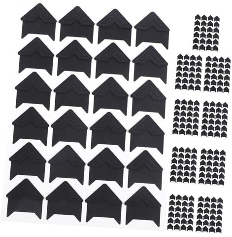 KOCKSHION Rincones de Fotos para Scrapbooking en Papel Negro, Fáciles de Usar Adhesión Segura, Ideales para Crear Álbumes de Fotos 10 Hojas y 24 Pegatinas por Hoja