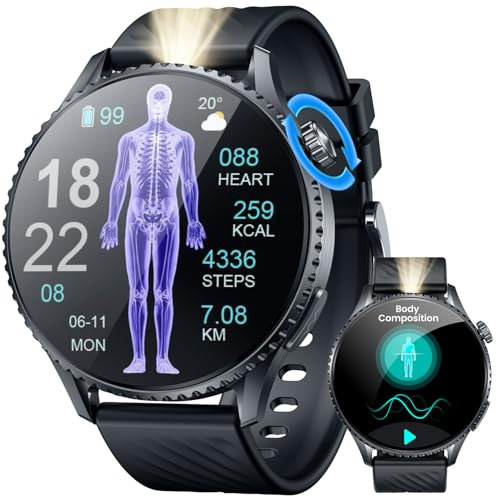 Smartwatch Herren mit EKG+HRV Fitnessuhr: 1.56 AMOLED mit Bluetooth Telefonfunktion Smart Watch 24H Herzfrequenz Blutdruck Fitness Tracker Schrittzähler IP67 Wasserdichte Uhr Kompatibel Android iOS