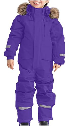 duxyoz Purple Kids Snowsuit Boys Girls - Waterproof,Windproof,One Piece,Padded,Softshell,Lightweight,Hoode,Winter Ski Snowboard Jumpsuits Overalls 8-9 Years