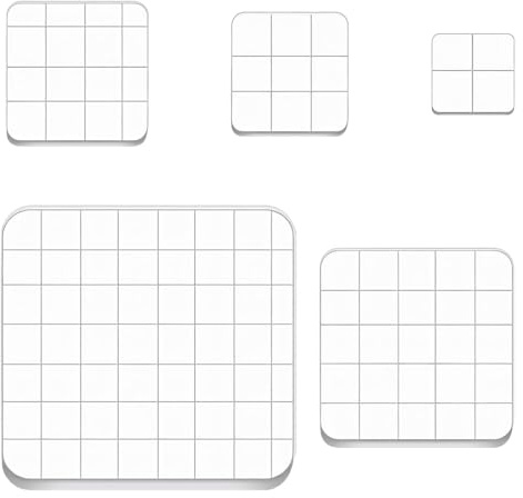 Classicseali 5 Stück Acrylblock für Silikonstempel, Acryl Stempelblock, 7.5 mm Dick Stempelblock mit Rasterlinien für DIY-Bastelarbeiten, Scrapbooking, Kartenherstellung (2.5/3.1/3.8/5/7.5cm)