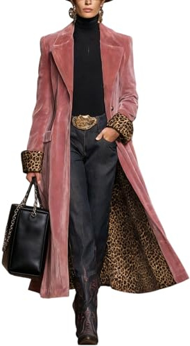 TOPGH Blazers for Women Oversized Long Velvet Blazers Casual Coat Color Block Suit Jacket Blazer Pink XL