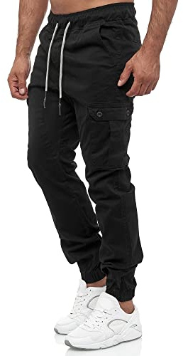 Tazzio Pantalon Cargo pour Homme 16610 Pantalon de Jogging Chino Regular Fit Jeans, Schwarz, L