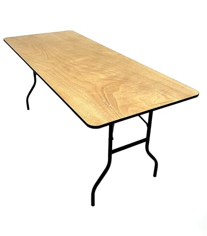 BE Furniture 6ft Varnished Wooden Table - 6' x 2'6'', Banquet Tables, Wooden Trestle Tables