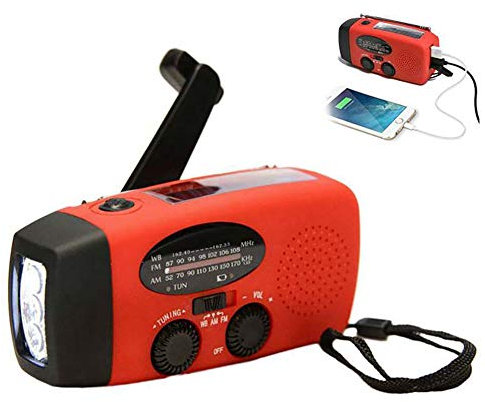 Ailyoo Radio Dynamo avec manivelle Solaire, Radio de Secours Dynamo avec Lampe de Poche, Multifonction Rechargeable Groupe électrogène pour la Radio récepteur Mondiale