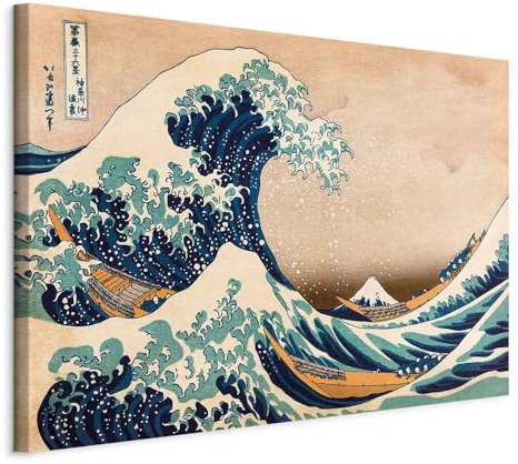 artgeist Acoustic Canvas Wall Art Print The Great Wave of Kanagawa 35x24 in - 1pcs Picture with Acoustic Foam Sound Print Artwork Room Acoustics Soundproofing - Katsushika Hokusai p-B-0009-b-a