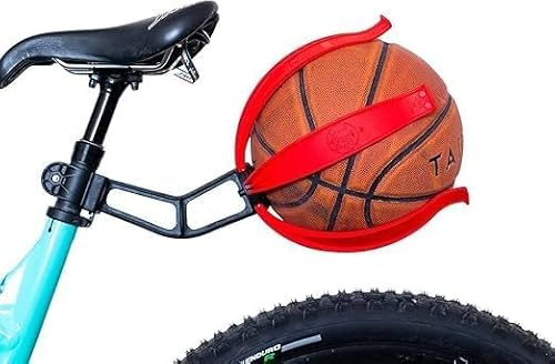 KIK BALL, Soporte para Pelotas de Bicicleta, Dispositivo de Seguridad para Niños y Jóvenes, Fácil à Assembler, Apto para Balones de Fútbol, Voleibol, Baloncesto y Rugby, Rojo