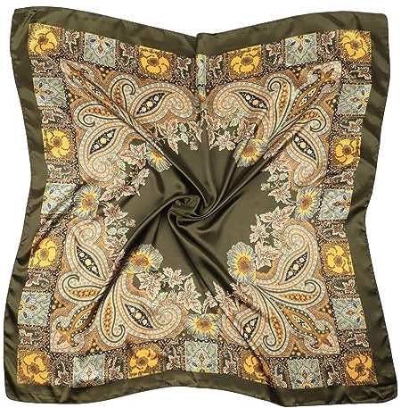 DRESHOW 90x90cm Große Quadratische Schals für Damen Seide Kopftuch Bandanas Haartuch Halstuch Haarschmuck