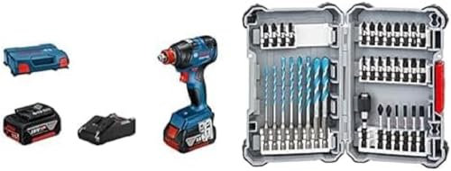 Bosch Professional 18V System Akku Drehschlagschrauber GDX 18V-200 (inkl. 2 Akkus, Schnellladegerät, in L-Case) + 35tlg. MultiConstruction Bohrer- und Impact Control Schrauberbit-Set (HEX-9, Zubehör)