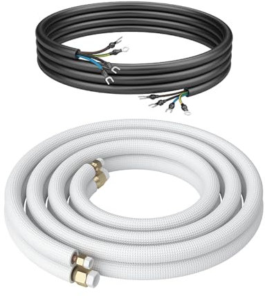 Kältebringer 14m Conduite de frigorigène 1/4 + 3/8 pouce, isolée - Kit de montage de tubes en cuivre pour climatiseurs split, 4 conducteurs